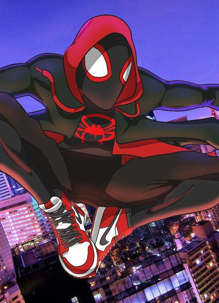 Wallpaper Spider Man Into The Spider Verse Jumping Artwork