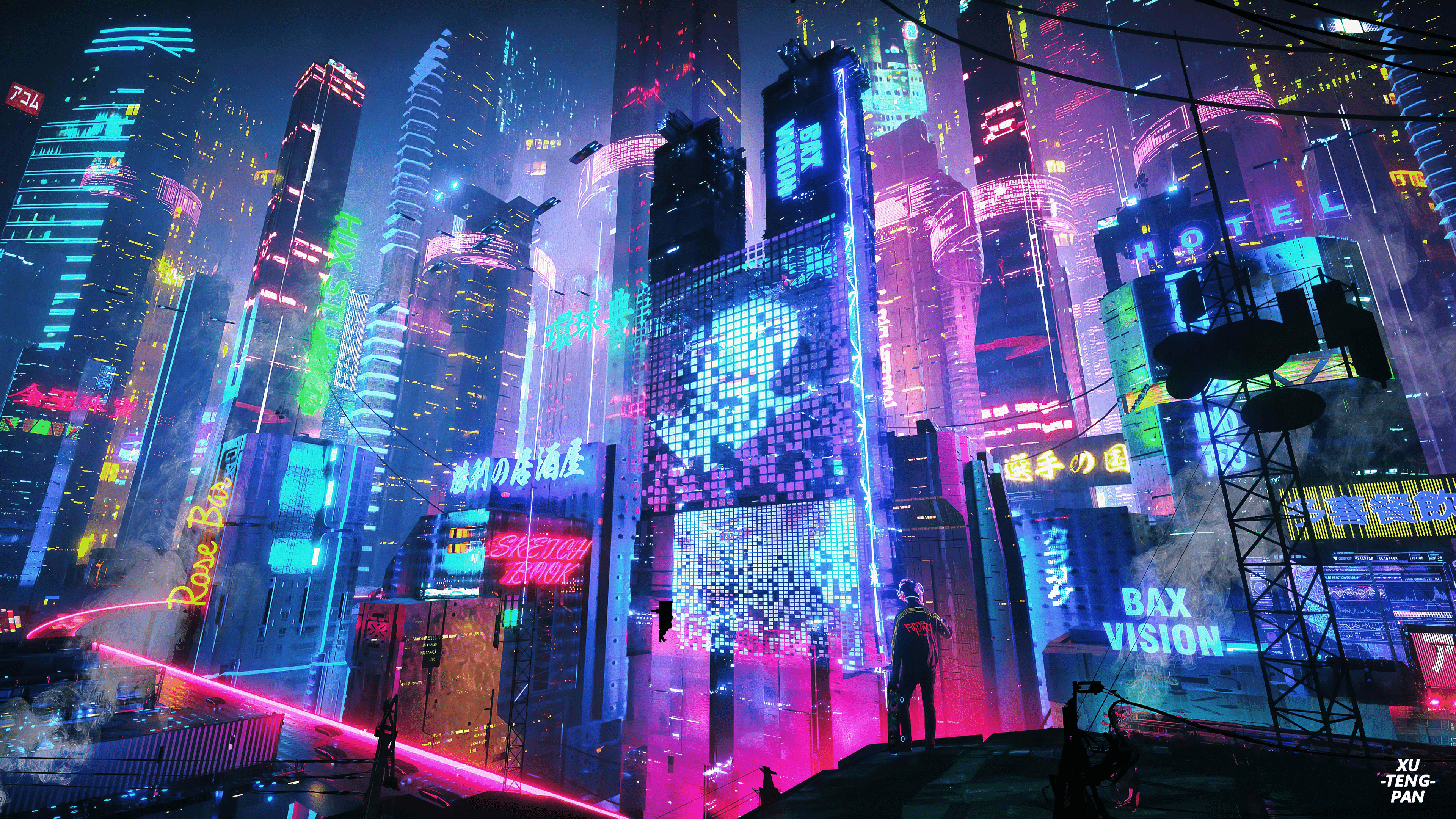 Wallpaper cyberpunk, city, buildings, art desktop wallpaper, hd image,  picture, background, 13377a