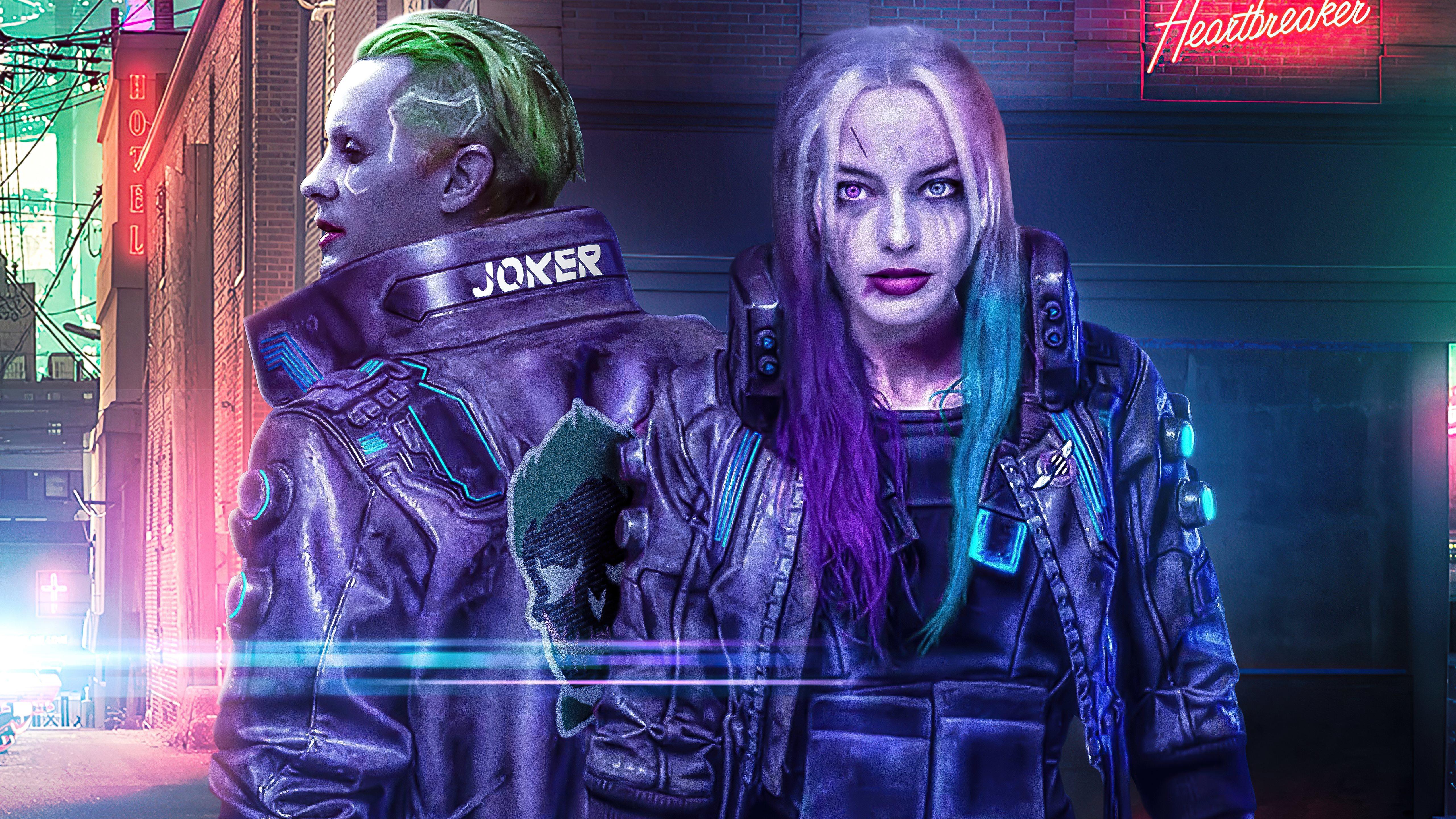 5120x2880 cyberpunk 2077 joker x harley quinn 5k Mac Wallpaper Download