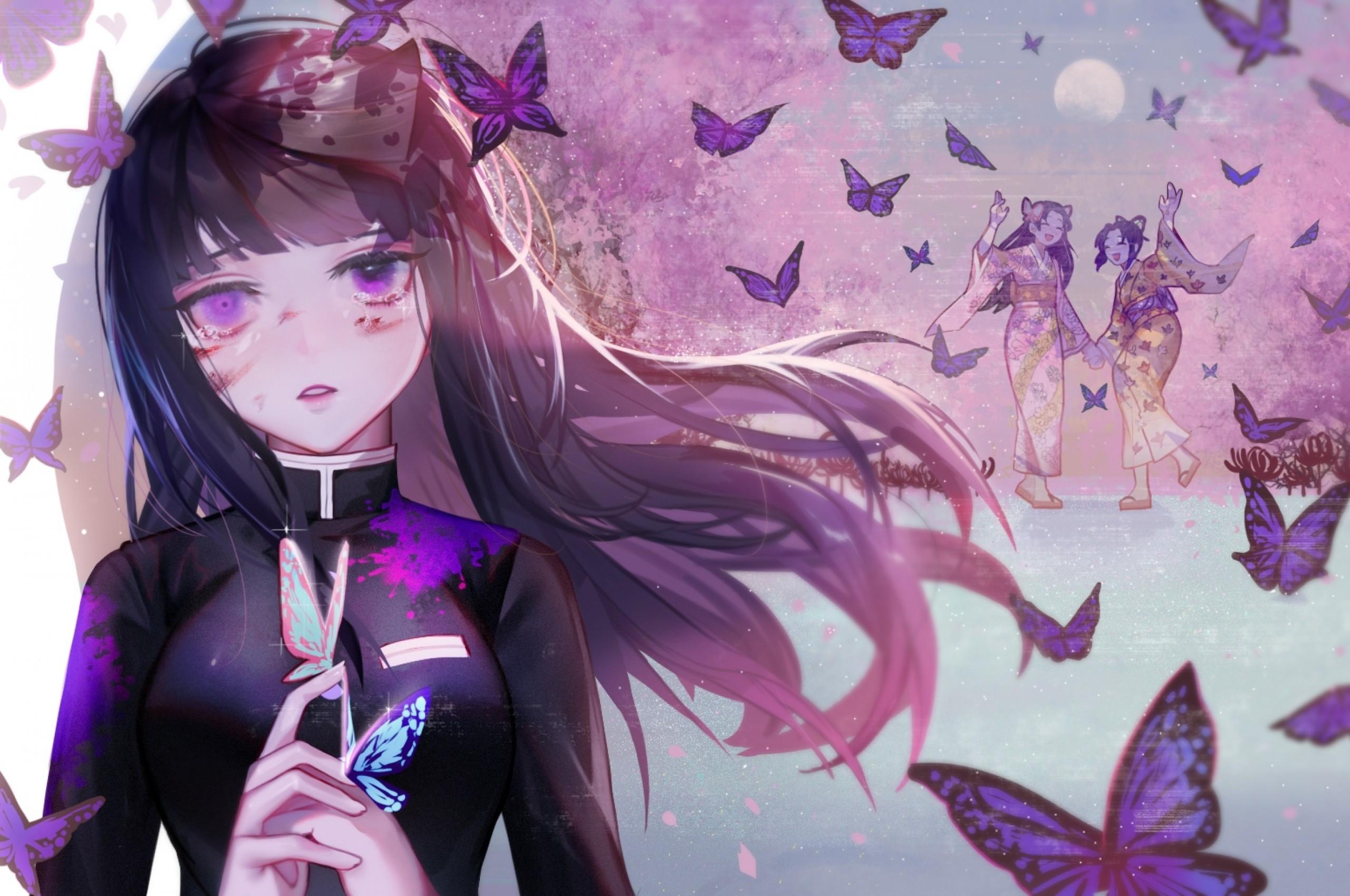 2560x1700 Download 2560x1700 Kimetsu No Yaiba, Kochou Shinobu, Crying, Sadness, Tears, Butterflies, Demon Slayer Wallpaper for Chromebook Pixel