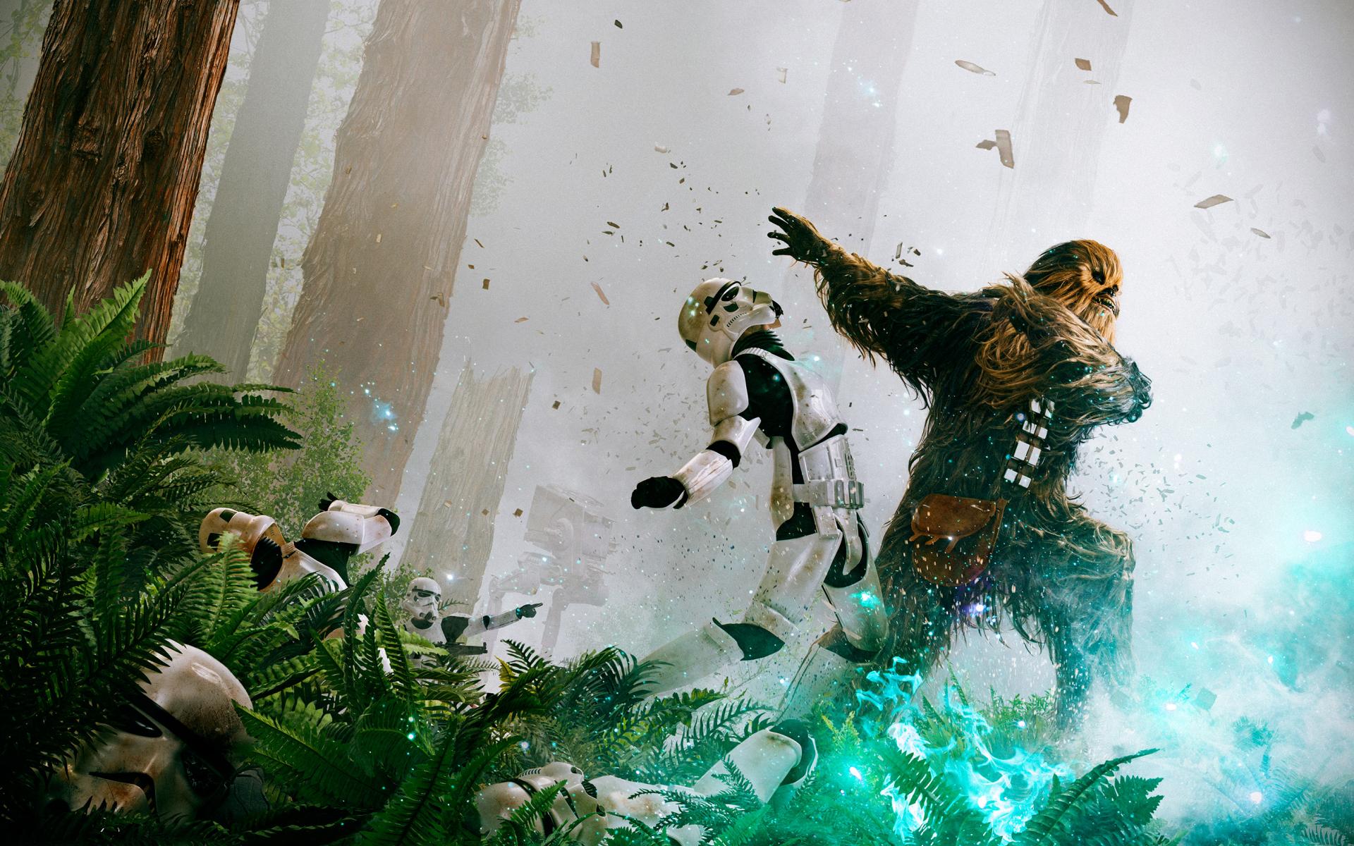 1920x1200 Desktop Wallpaper Chewbacca Vs Stormtrooper From Star Wars Episode Vi Return Of The Jedi, HD Image, Picture, Background, 7qej48