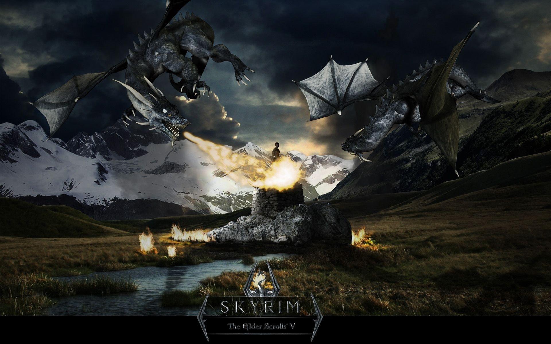 1920x1200 Skyrim Dragon Wallpaper Free HD Wallpaper