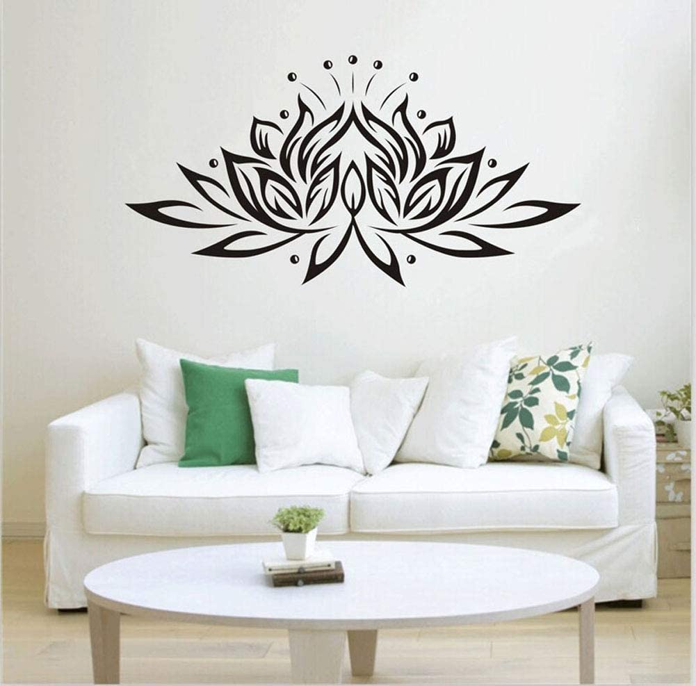 1001x987 UUTAG Blooming Lotus Flower Hindu Buddha Indian Lotus Yoga Mandala Tribal Wall Decals Wall Stickers Peel and Stick Removable Wall Stickers Home Art Decor Mural Wallpaper: Home & Kitchen