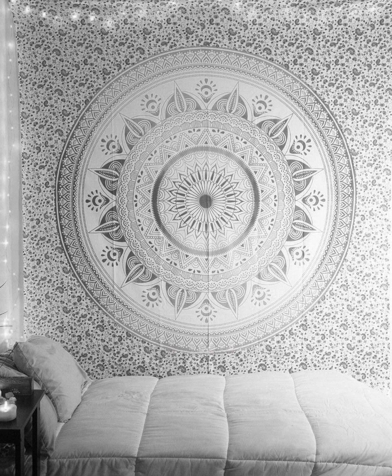 1272x1543 Indian Mandala Tapestry Queen Gray Dorm Room Wall Tapestry