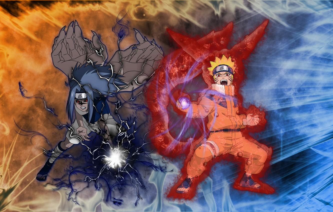 1332x850 Wallpaper Anime, Sasuke, Sasuke, Naruto, Naruto, Uchiha, Uchiha, Uzumaki, Uzumaki, Mode Fox, Chidori, Rasengan, Cursed seal image for desktop, section сёнэн