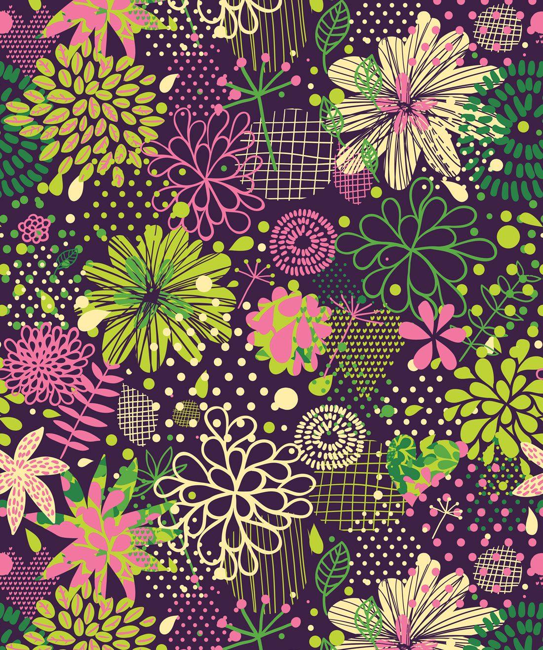 1100x1318 Neon Flowers Wallpaper, Bright, Funky & Totally Fun