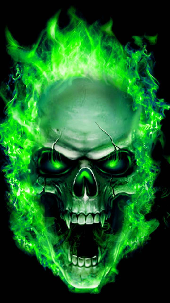 Download Cool Green Scary Skull Wallpaper  Wallpaperscom