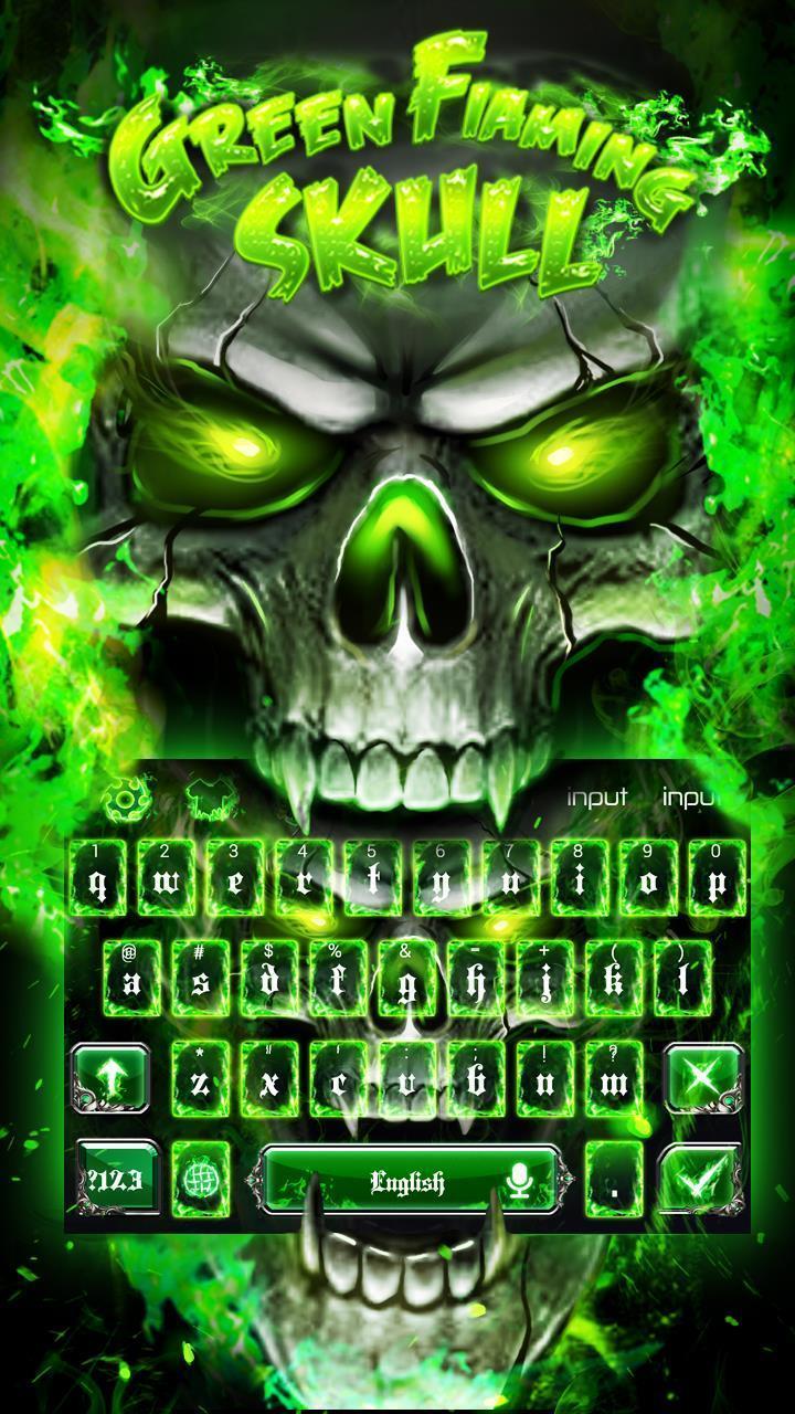 720x1280 Green Flame Skull for Android