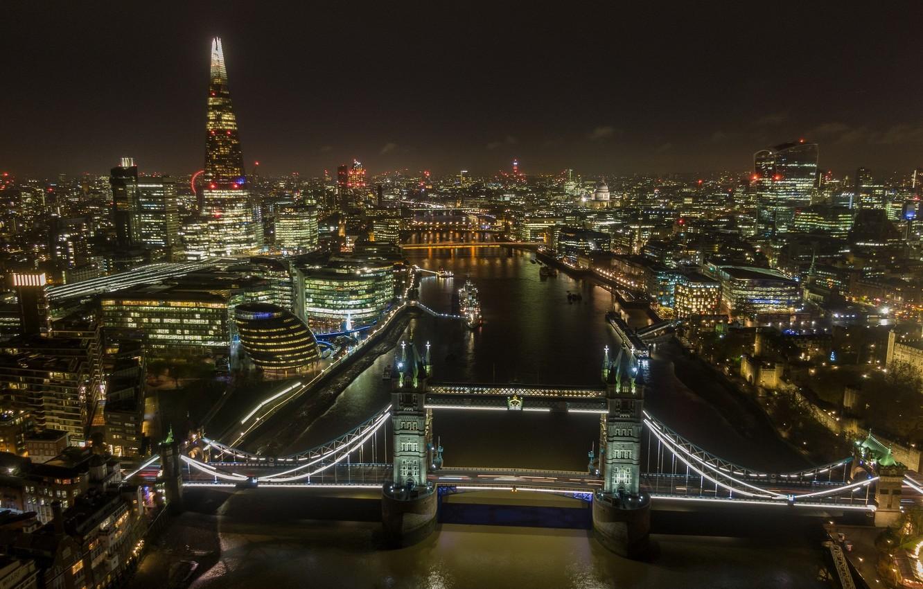 1332x850 Wallpaper night, bridge, the city, lights, London, UK, Tower Bridge, London image for desktop, section город