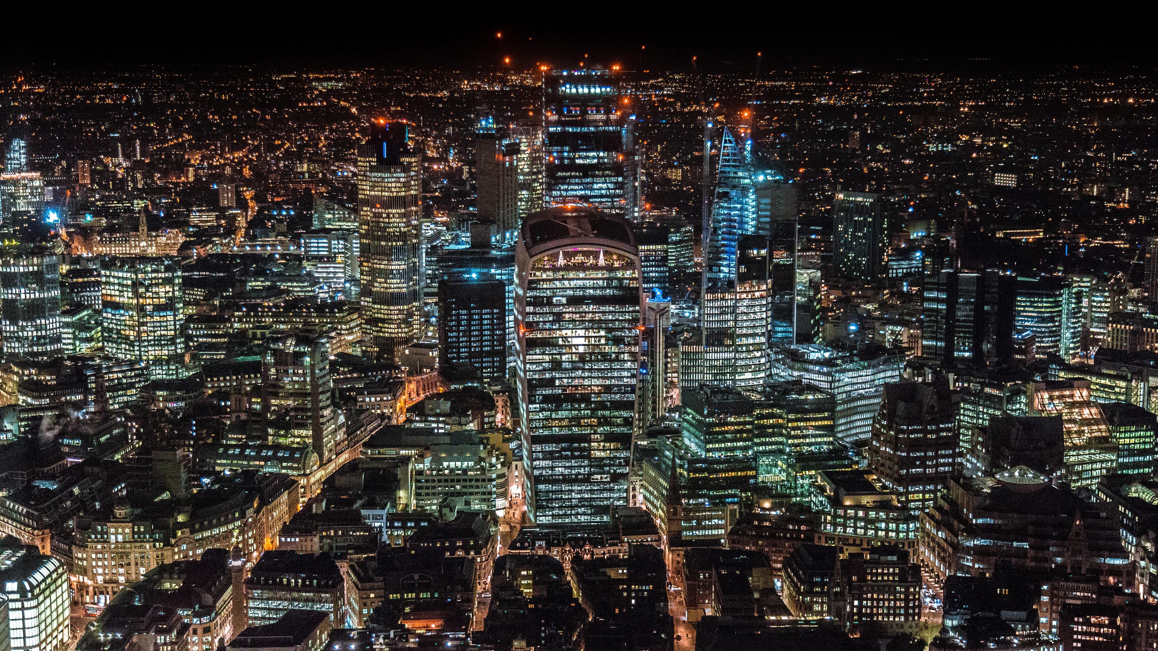 3840x2160 Wallpaper London, United Kingdom, skyscrapers, night city, lights 3840x2160 UHD 4K Picture, Image