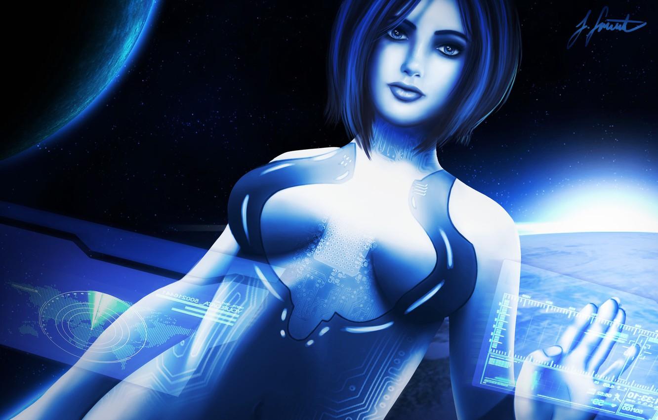 1332x850 Wallpaper Halo, Art, Cortana, Illustration, Fanart, Characters, Game Art, by Sarah Grünebaum, Sarah Green Tree image for desktop, section арт