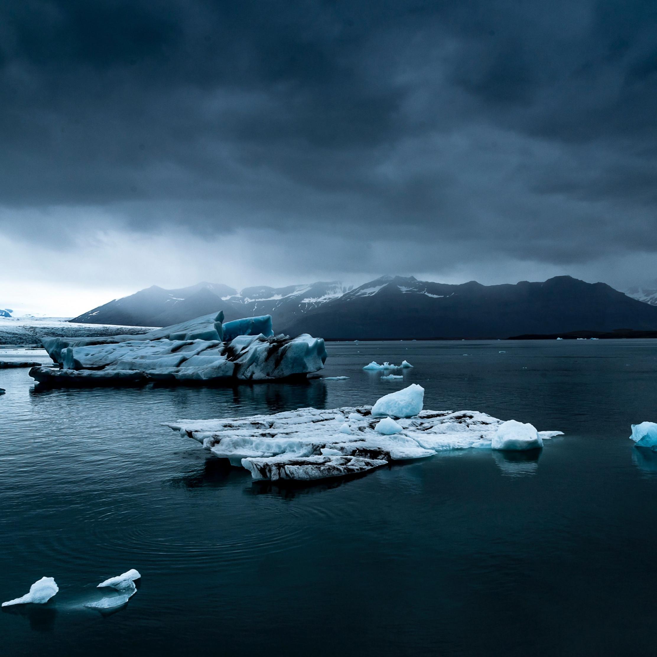 2224x2224 Download wallpaper: Icebergs, ocean in Iceland 2224x2224