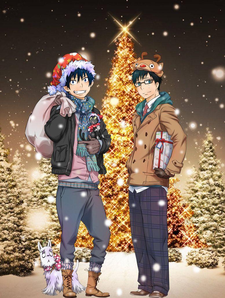 777x1028 Feliz navidad a todos. +++++++++++++++++++++++++++++++++++++++++++++++++++++++++++++++++++++++ Merry Christma. Blue exorcist anime, Rin and yukio, Anime christmas