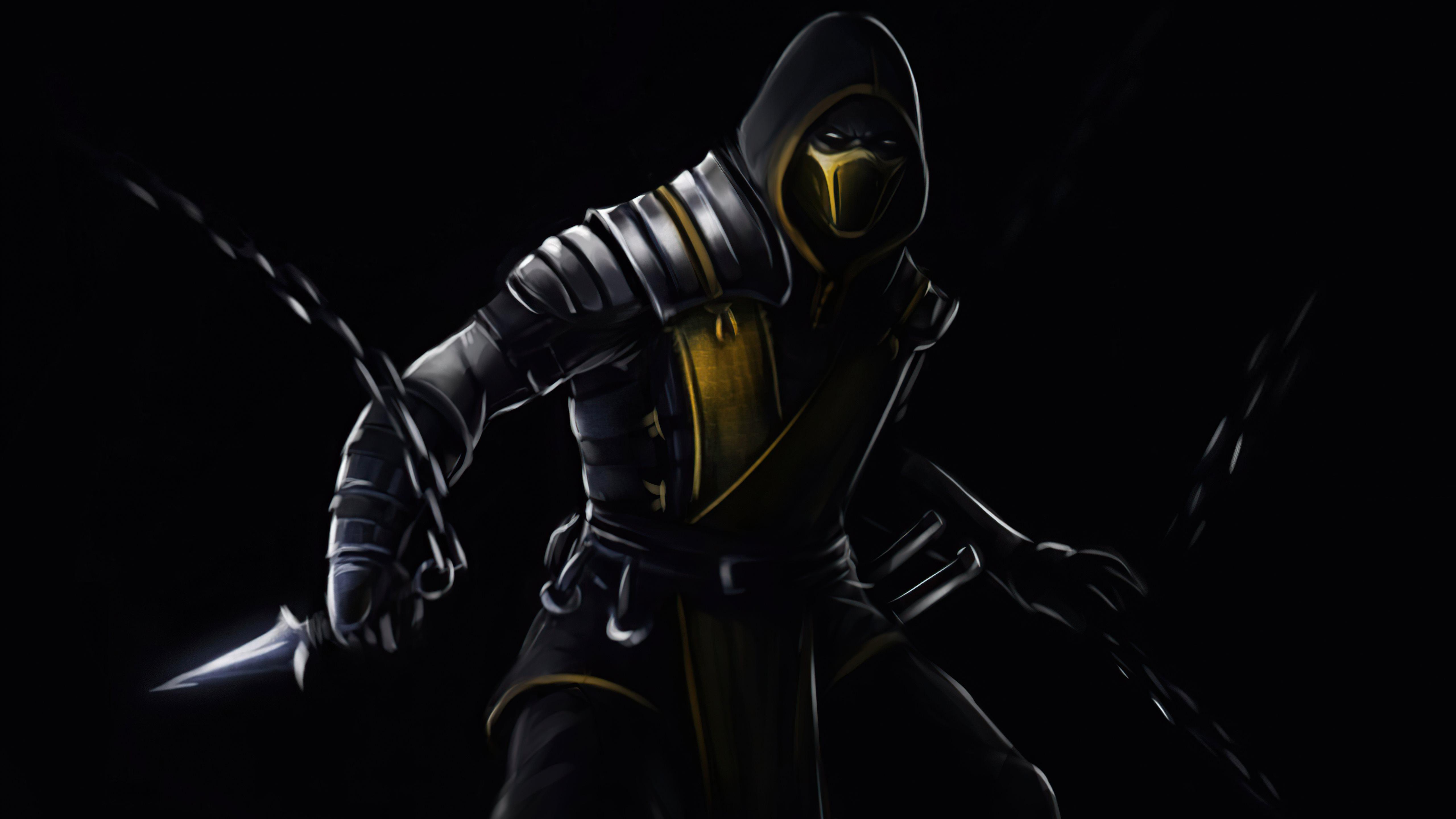 5120x2880 scorpion mortal kombat dark 5k MacBook Air Wallpaper Download