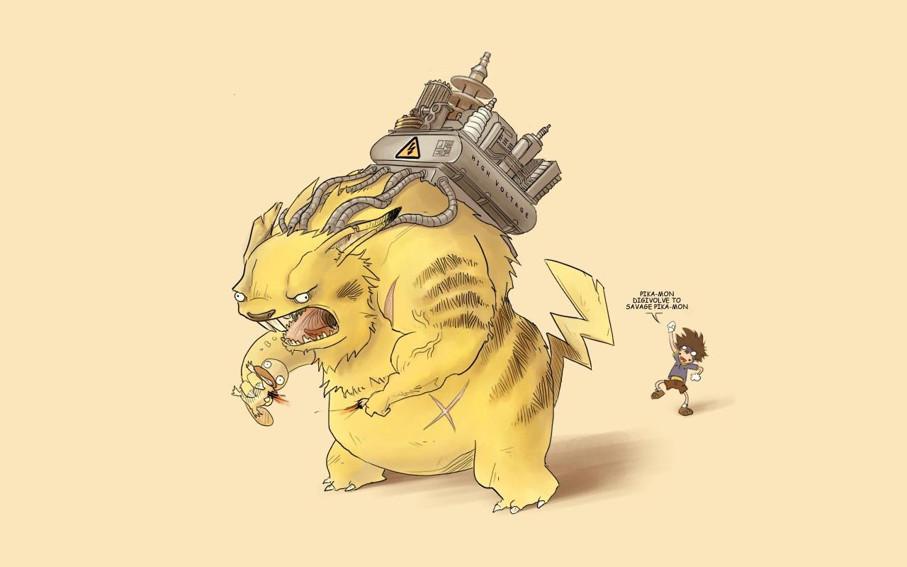 1280x800 pokemon pikachu digimon psyduck ash taichi kamiya trainer 1280x800 wallpaper High Quality Wallpaper, High Definition Wallpaper
