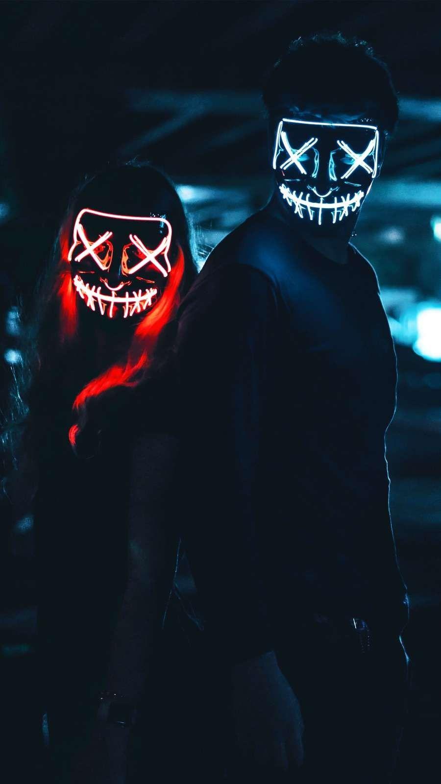 900x1600 Women Mask Neon Wallpaper