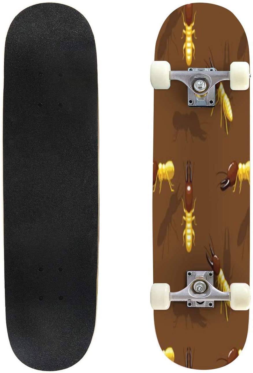 876x1292 Amazon.com : 31'' Complete Skateboard Termite Cartoon Background Seamless Wallpaper Stock Illustration Standard Skateboard for Beginners Kids Adults, Maple Double Kick Deck Concave Skate Board Longboard : Sports & Outdoors