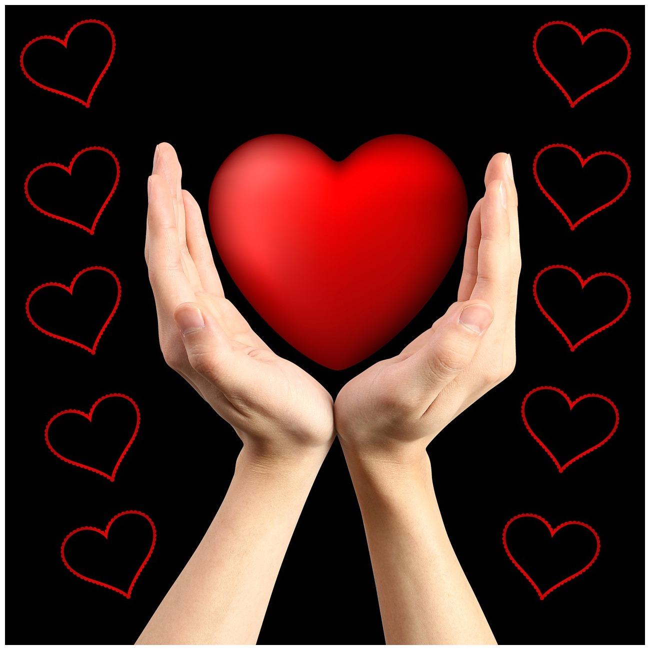 1300x1300 Hot Red Heart Shapes With HD Background Image