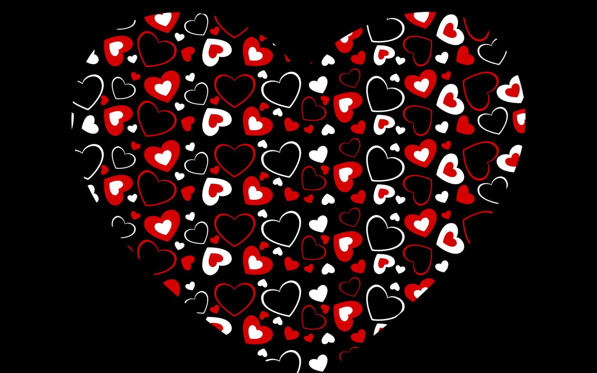 1920x1200 All Black Red Heart Wallpaper