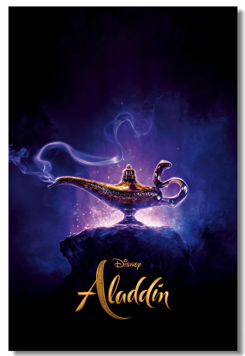 1035x1500 Custom Canvas Wall Prints Aladdin Movie Poster Will Smith Genie Wall Sticker Magic lamp Jafar Wallpaper Bar Office Decals #. Wall Stickers