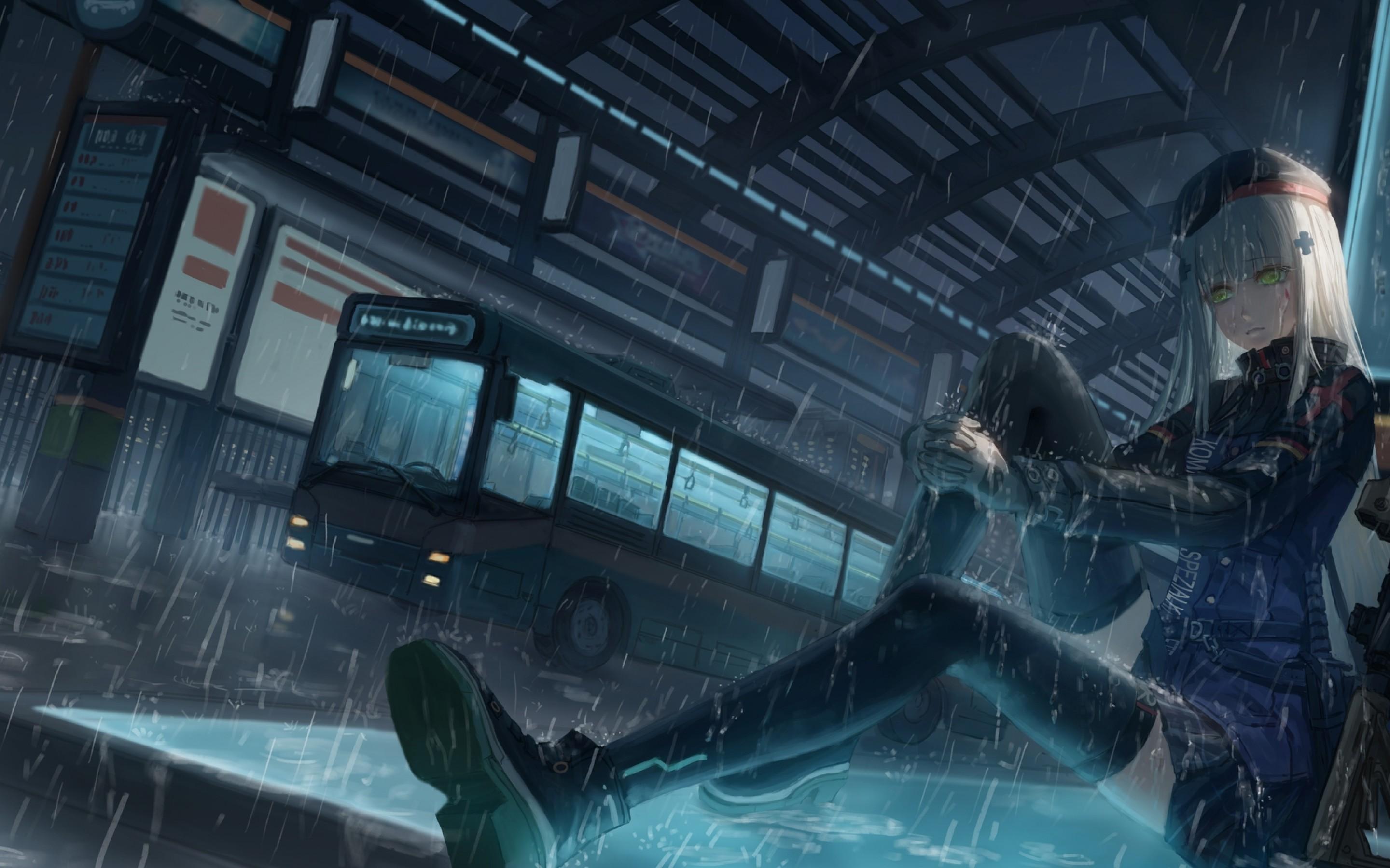 2880x1800 Anime Sad Rain Wallpaper
