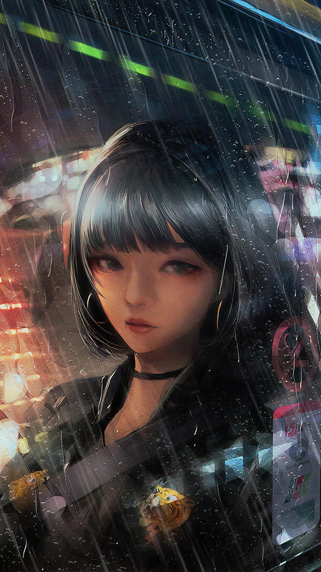 1080x1920 1080x1920 anime girl, anime, artist, artwork, digital art, hd, sad, alone, rain for iPhone 8 wallpaper