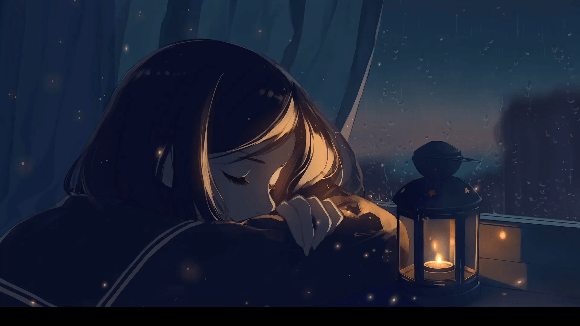 1920x1080 Falling Asleep Anime Wallpaper. Anime art beautiful, Anime scenery, Lonely art