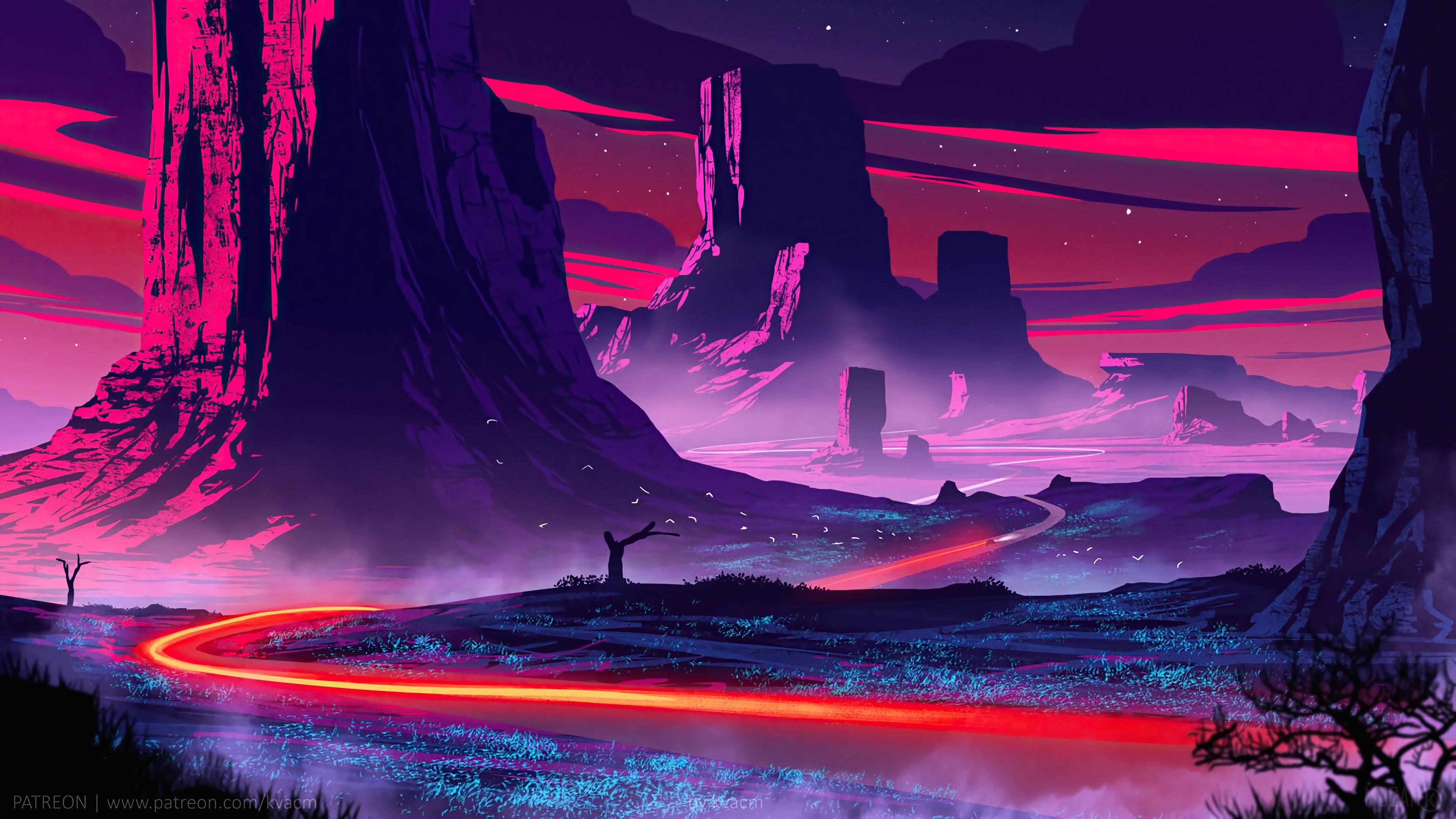 3840x2160 Night, Beautiful, Landscape, Scenery, Digital Art 4k wallpaper. Mocah HD Wallpaper