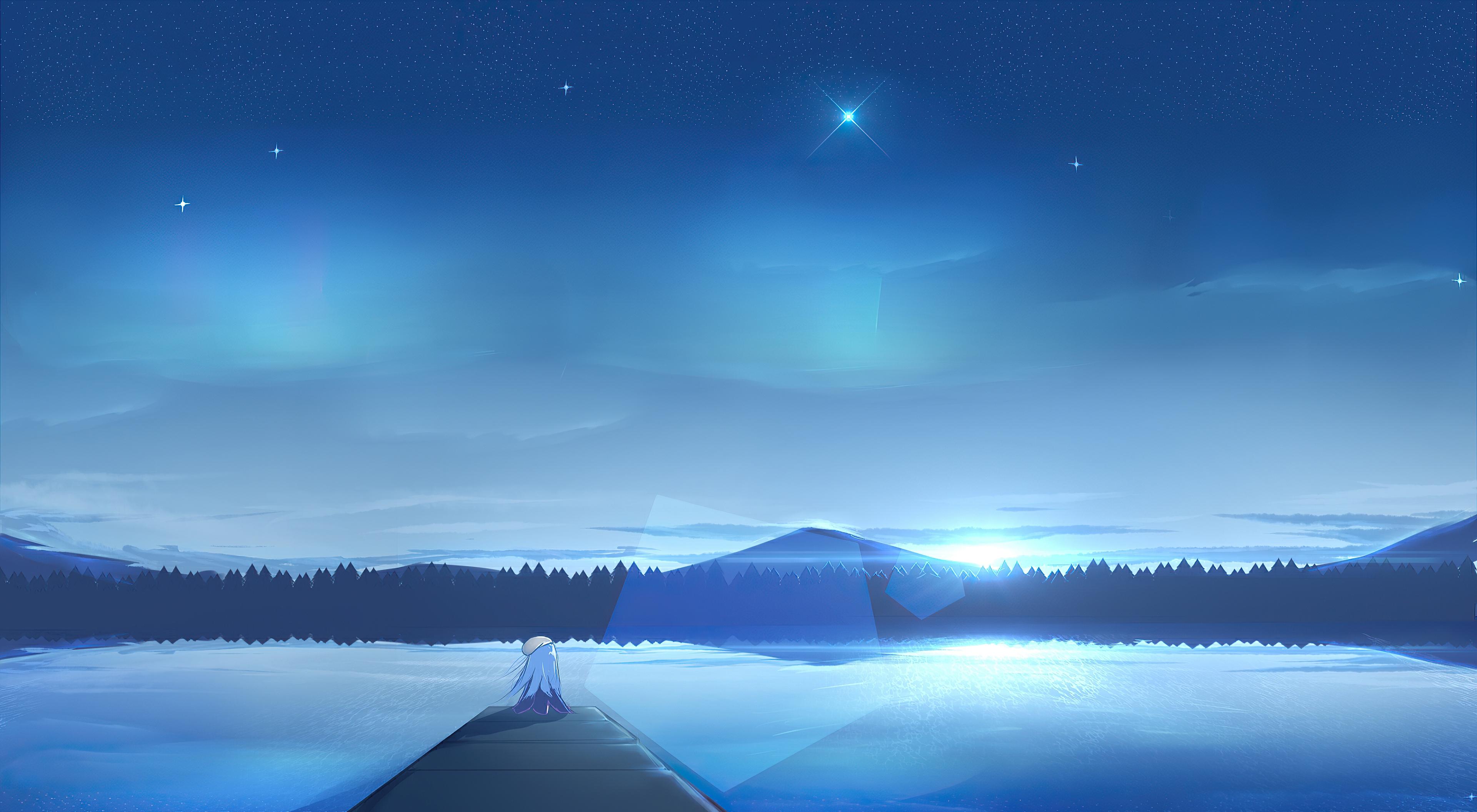 3840x2112 Wallpaper 4k Lsat Night Scenery Anime Girl 4k Lsat Night Scenery Anime Girl 4k wallpaper
