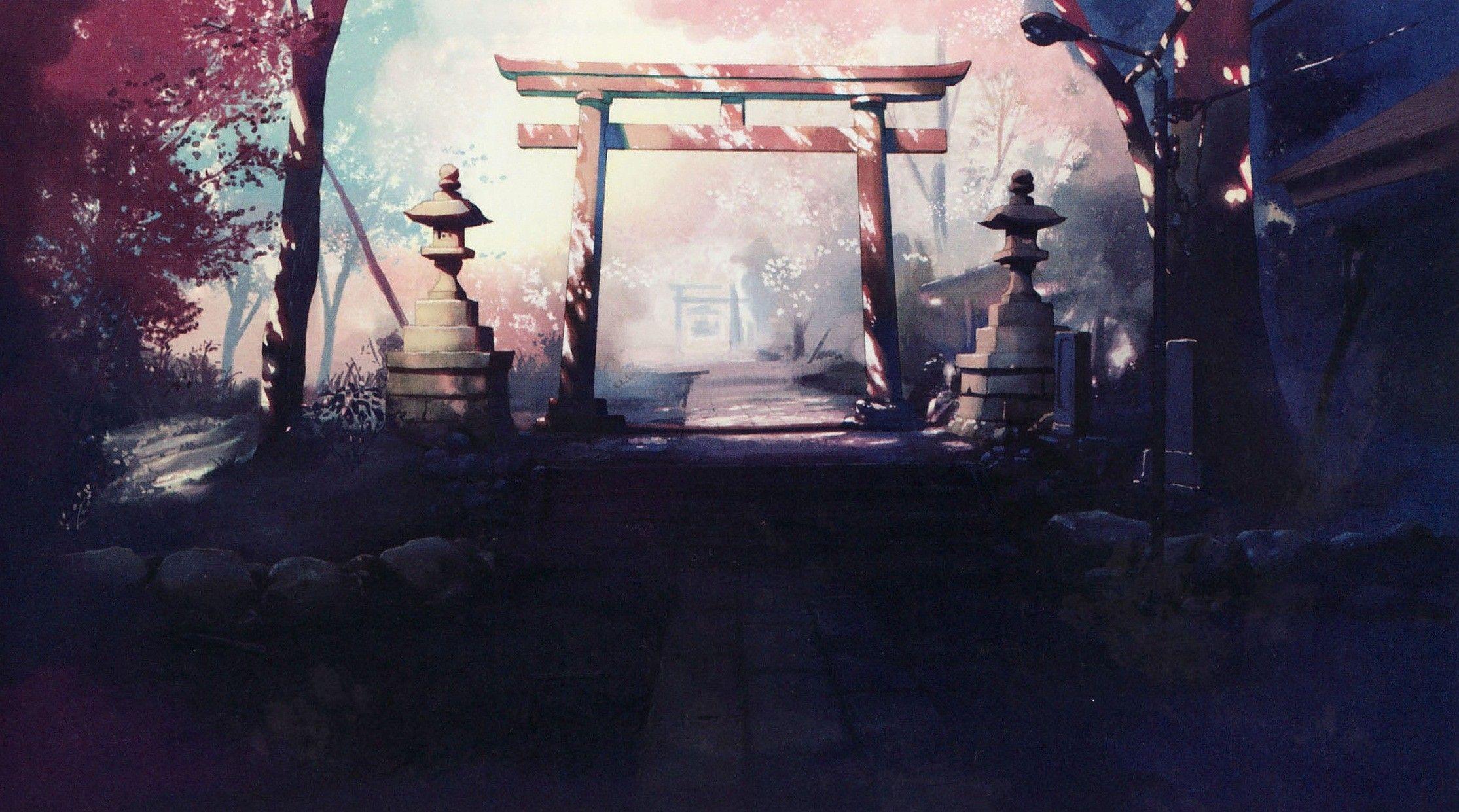 2229x1241 Hình nền: Anime, thiên nhiên, Đền thờ, bóng tối, Hình ảnh, Ảnh chụp màn hình