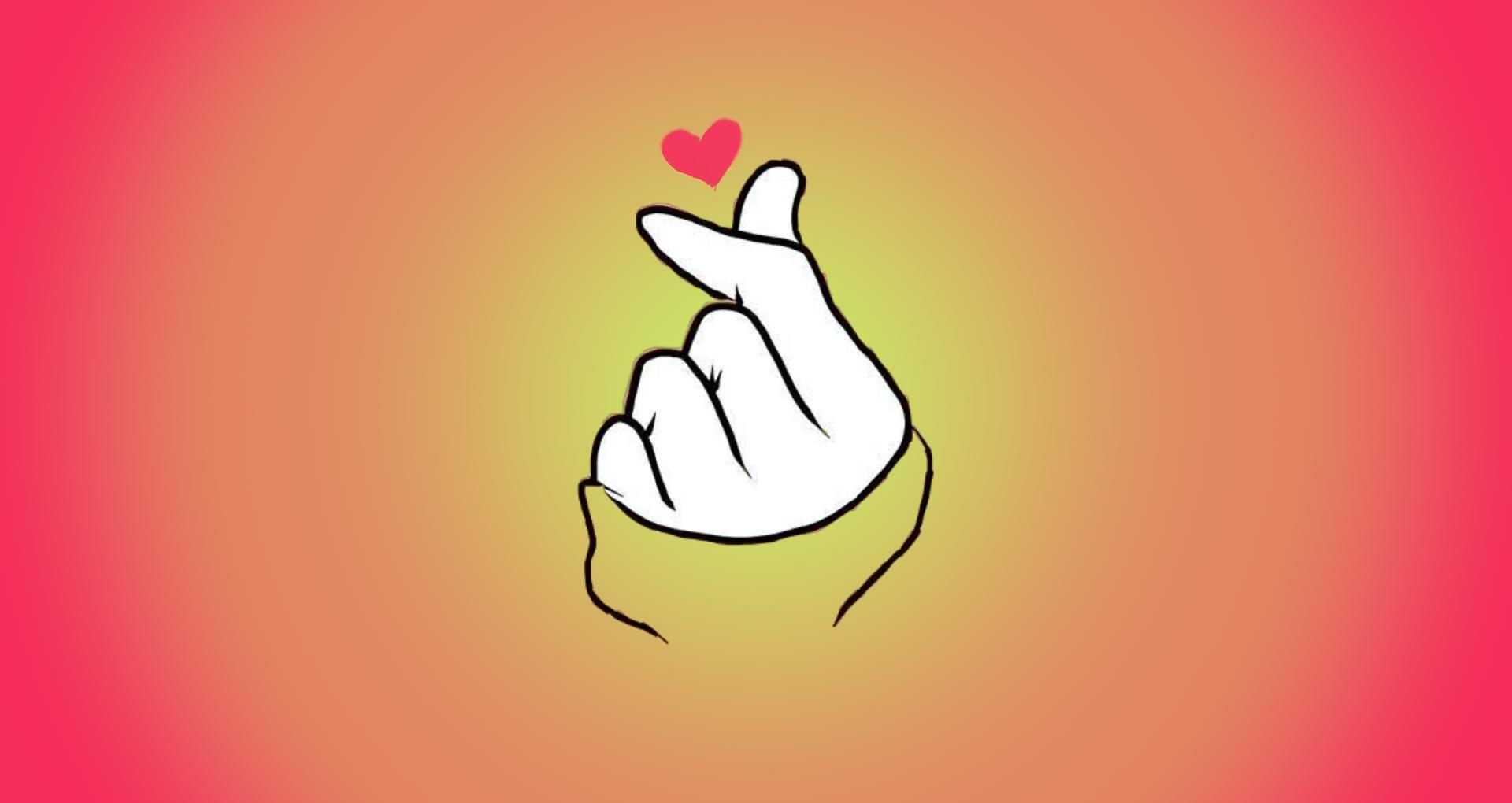 1920x1020 Korean Finger Heart Desktop Wallpaper