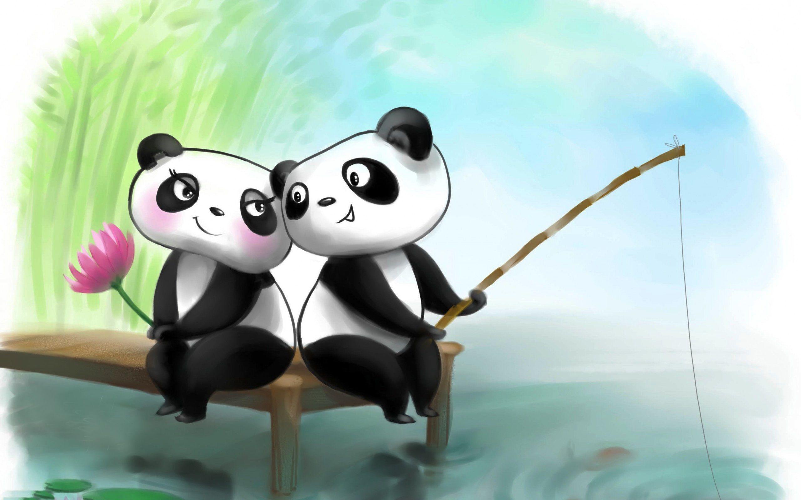 2560x1600 Wallpaper Panda Couple