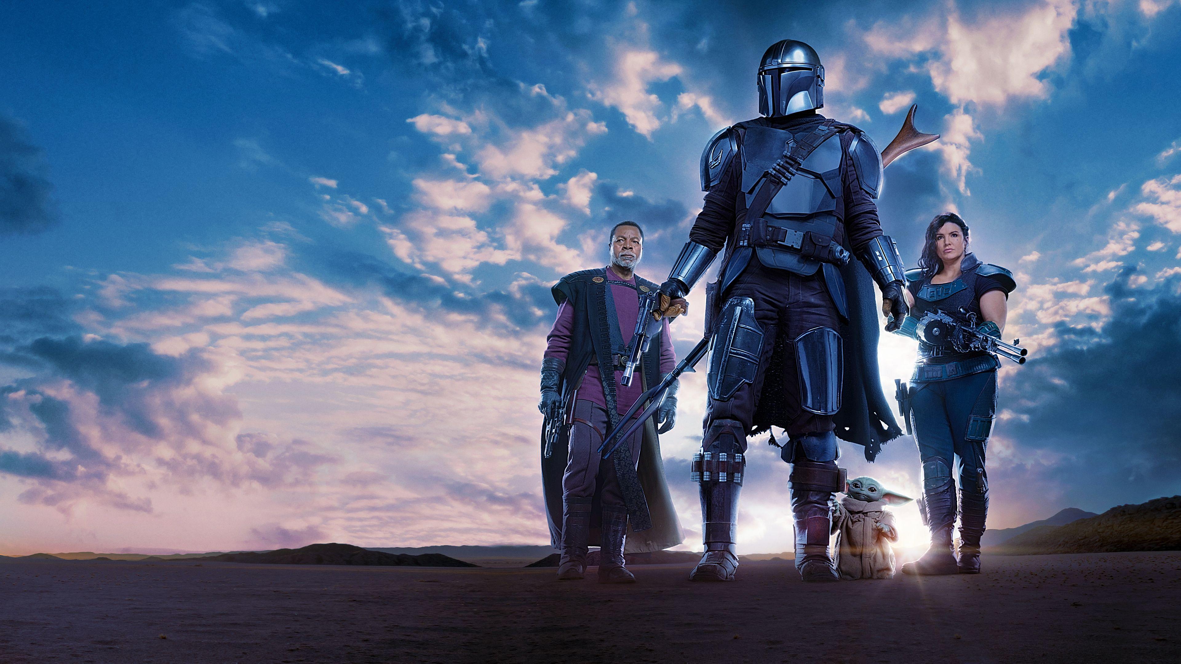 3840x2160 The Mandalorian Wallpaper 4K, Season Gina Carano, Cara Dune, Baby Yoda, Movies