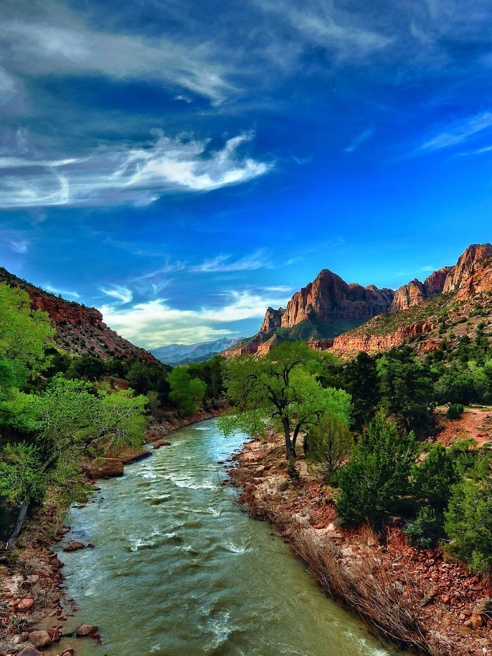 1668x2224 Usa parks mountains rivers sky zion national park utah trees hdr nature iPad Air Wallpaper HD. Zion national park utah, Utah national parks, Zion national park