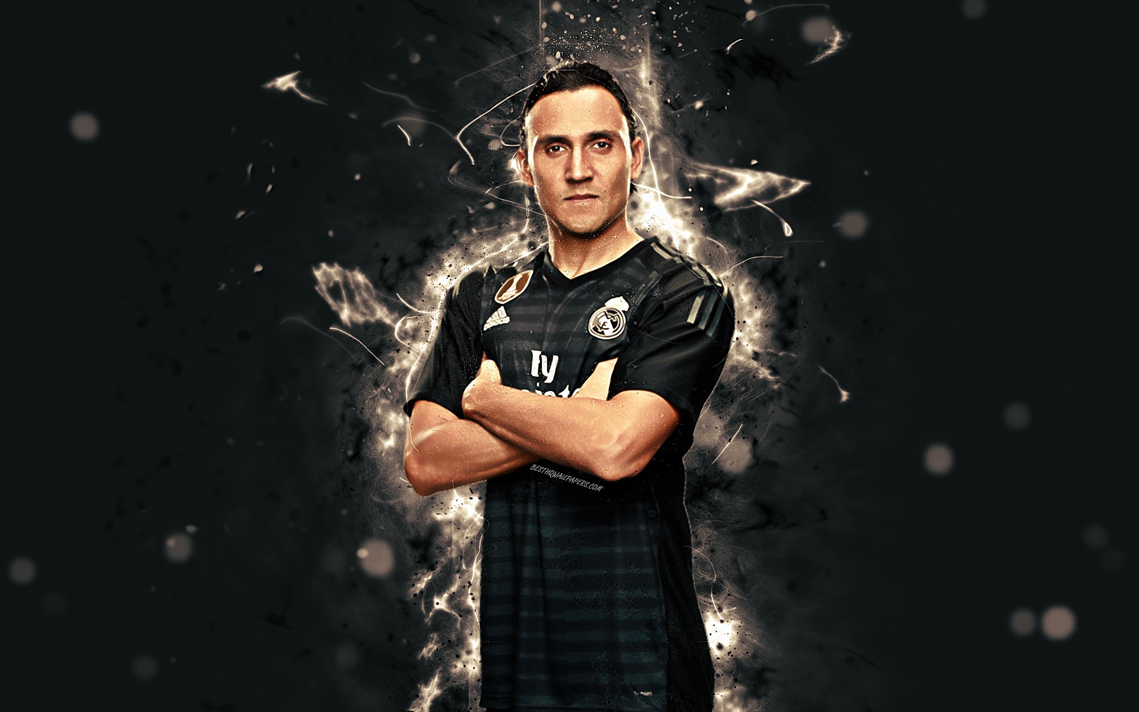 3840x2400 Download wallpaper Keylor Navas, 4k, season 2018- footballers, neon lights, Real Madrid, soccer, Navas, fan art, La Liga, football, Galacticos for desktop with resolution 3840x2400. High Quality HD picture wallpaper