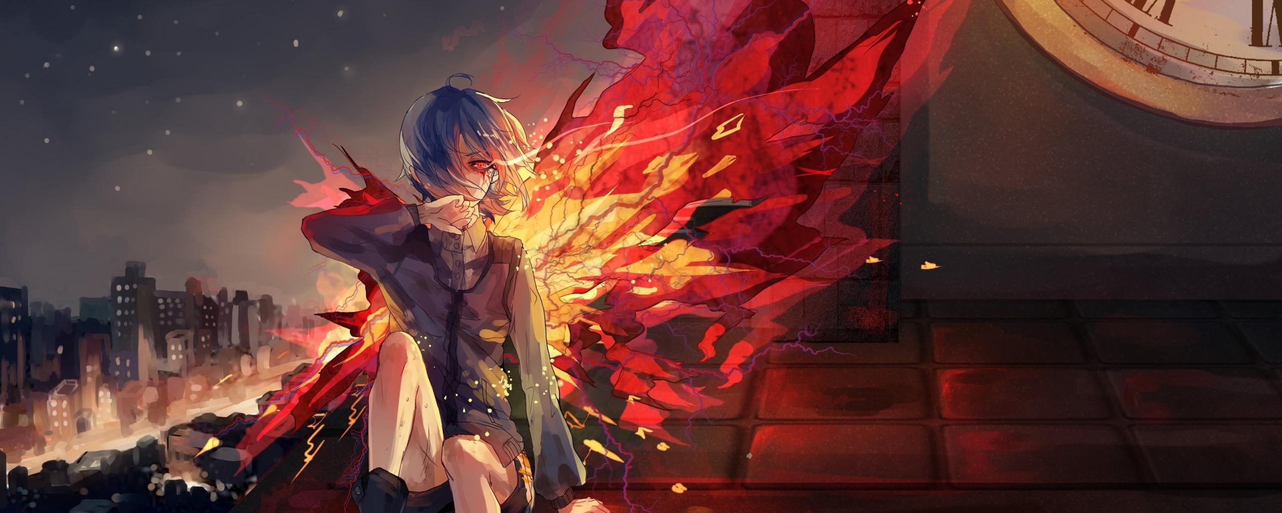 2560x1024 Desktop Wallpaper Anime, Touka Kirishima, Tokyo Ghoul, Wings Of Fire, HD Image, Picture, Background, Ac3653