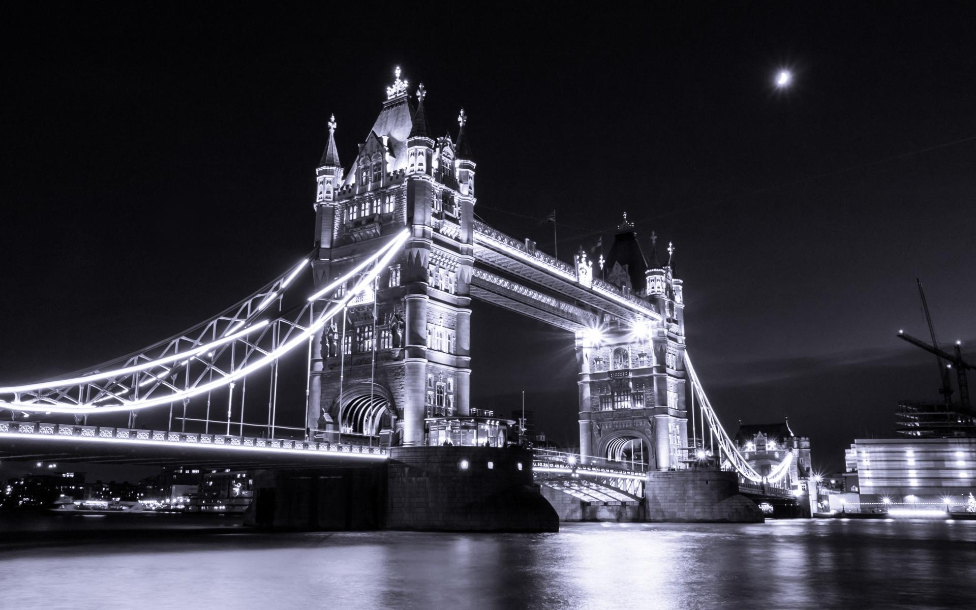 1920x1200 Tower Bridge Wallpaper 4K, London, River Thames, Monochrome, World