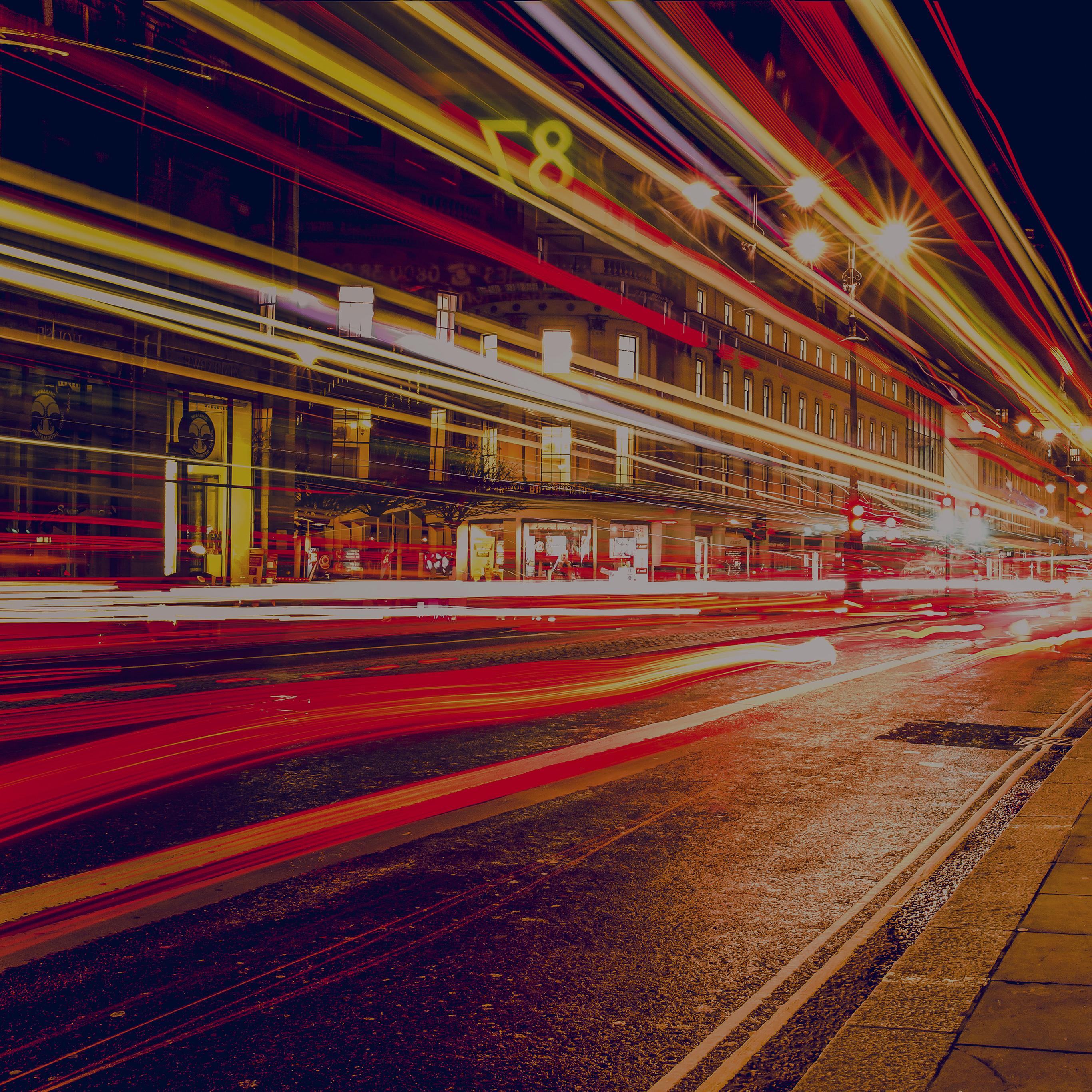 2732x2732 London City Car Lights Night Bokeh Dark Wallpaper