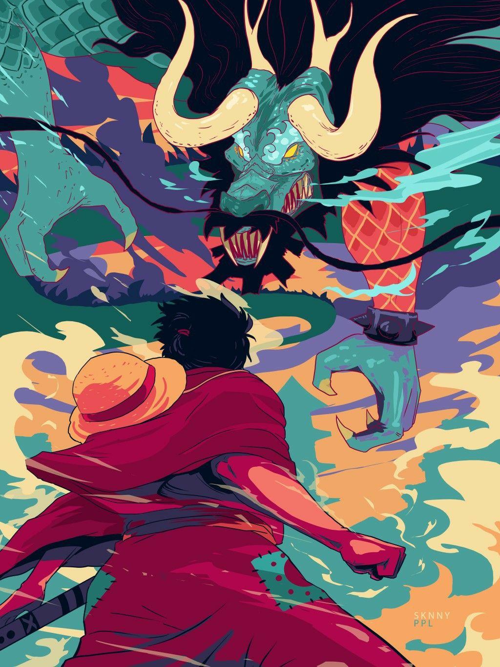 1024x1366 Luffy VS Kaido Art by sknnyppl. Kaido one piece, Luffy vs kaido, One piece drawing