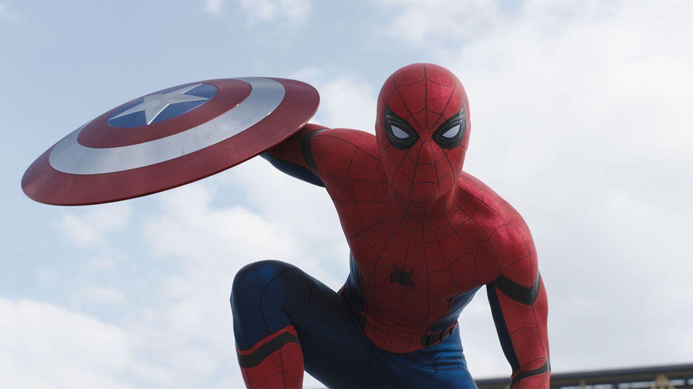 1366x768 Spider Man Captain America Civil War Movie Shield Hình nền