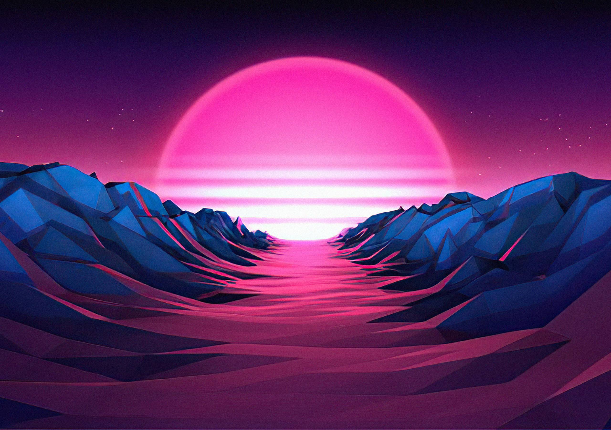 2560x1800 Purple Sunrise 4K Vaporwave 2560x1800 Resolution Wallpaper, HD Artist 4K Wallpaper, Image, Photo and Background