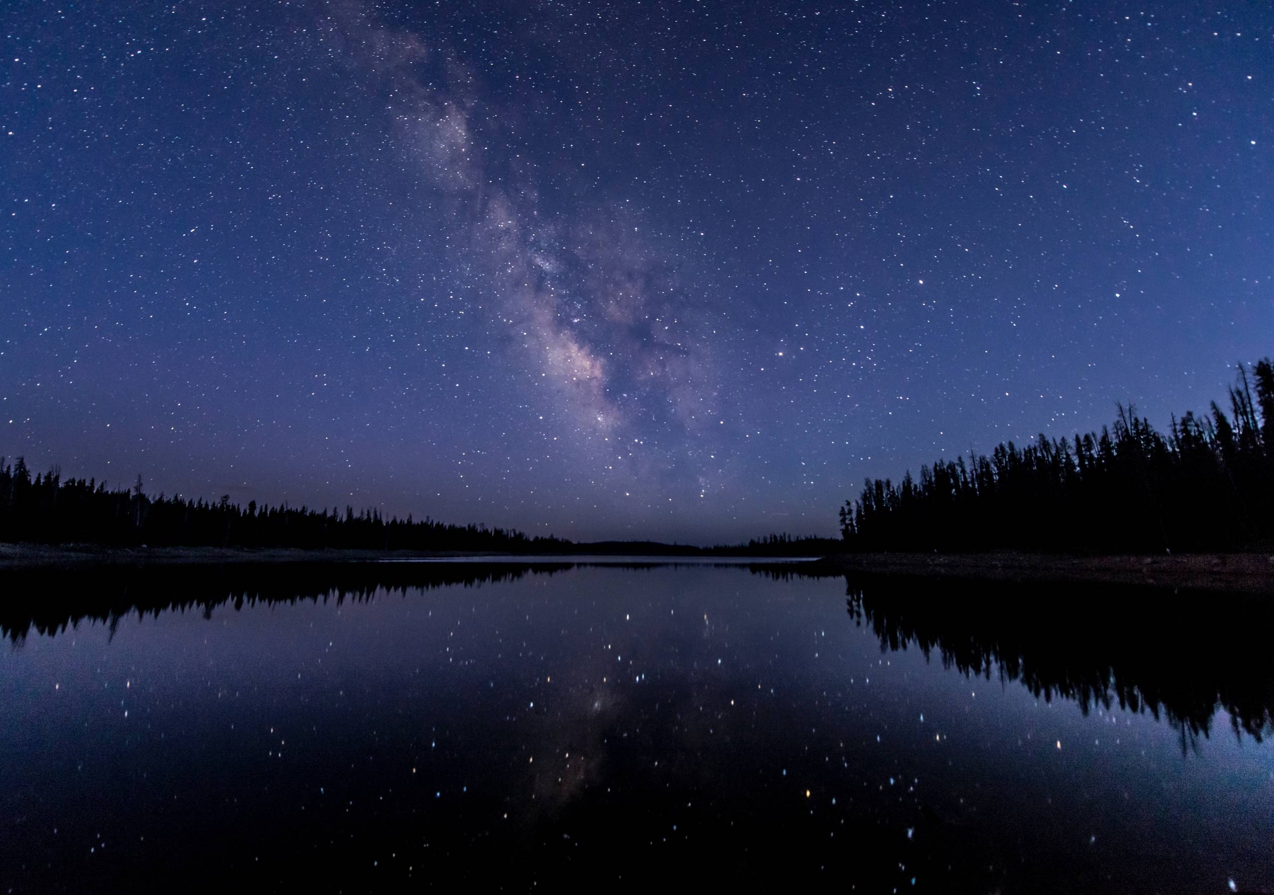 2560x1800 Forest Milky Way Night Reflection over River 2560x1800 Resolution Wallpaper, HD Nature 4K Wallpaper, Image, Photo and Background