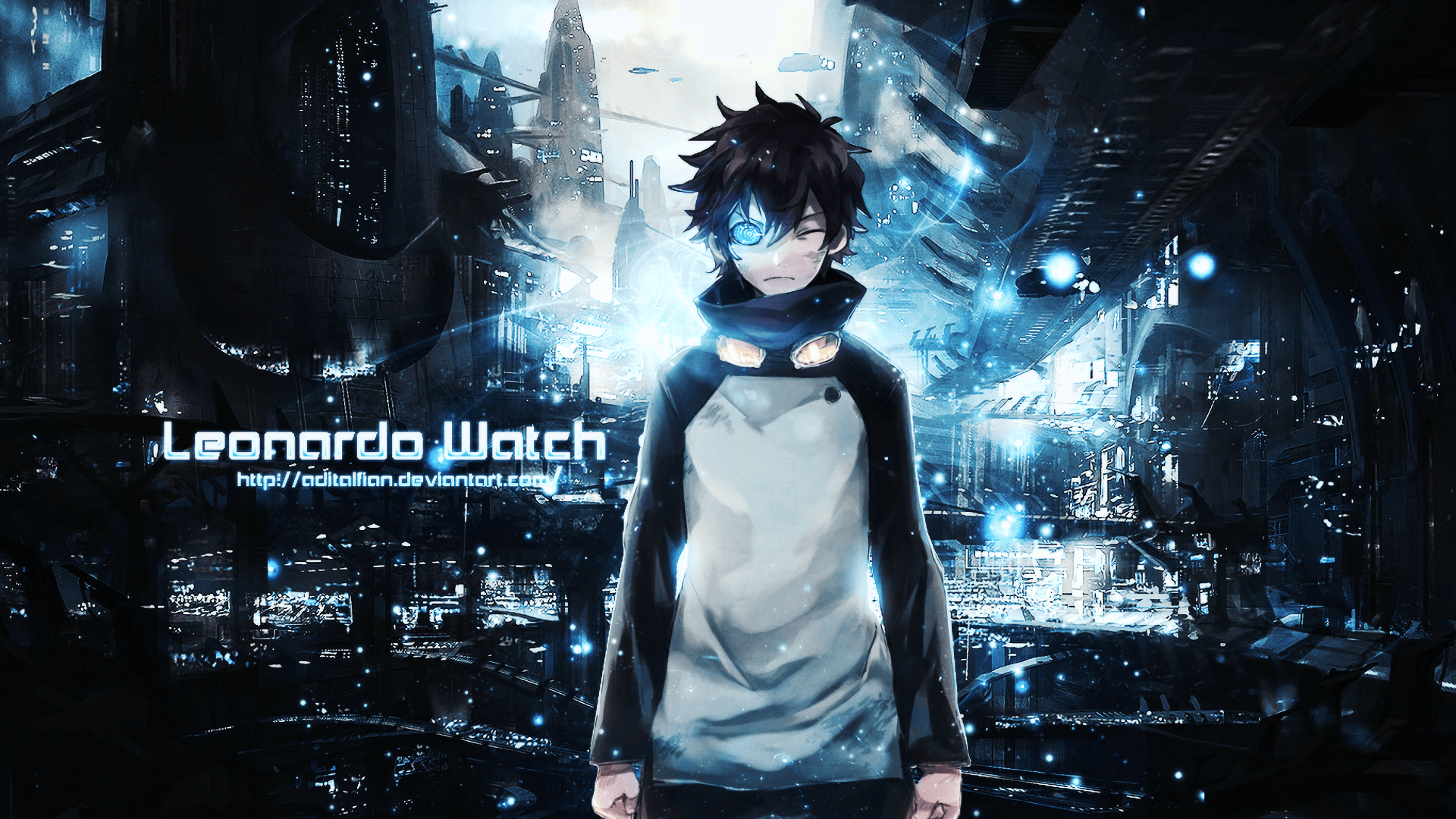 HD wallpaper: fan art, anime, Kekkai Sensen, Leonardo Watch, cyan