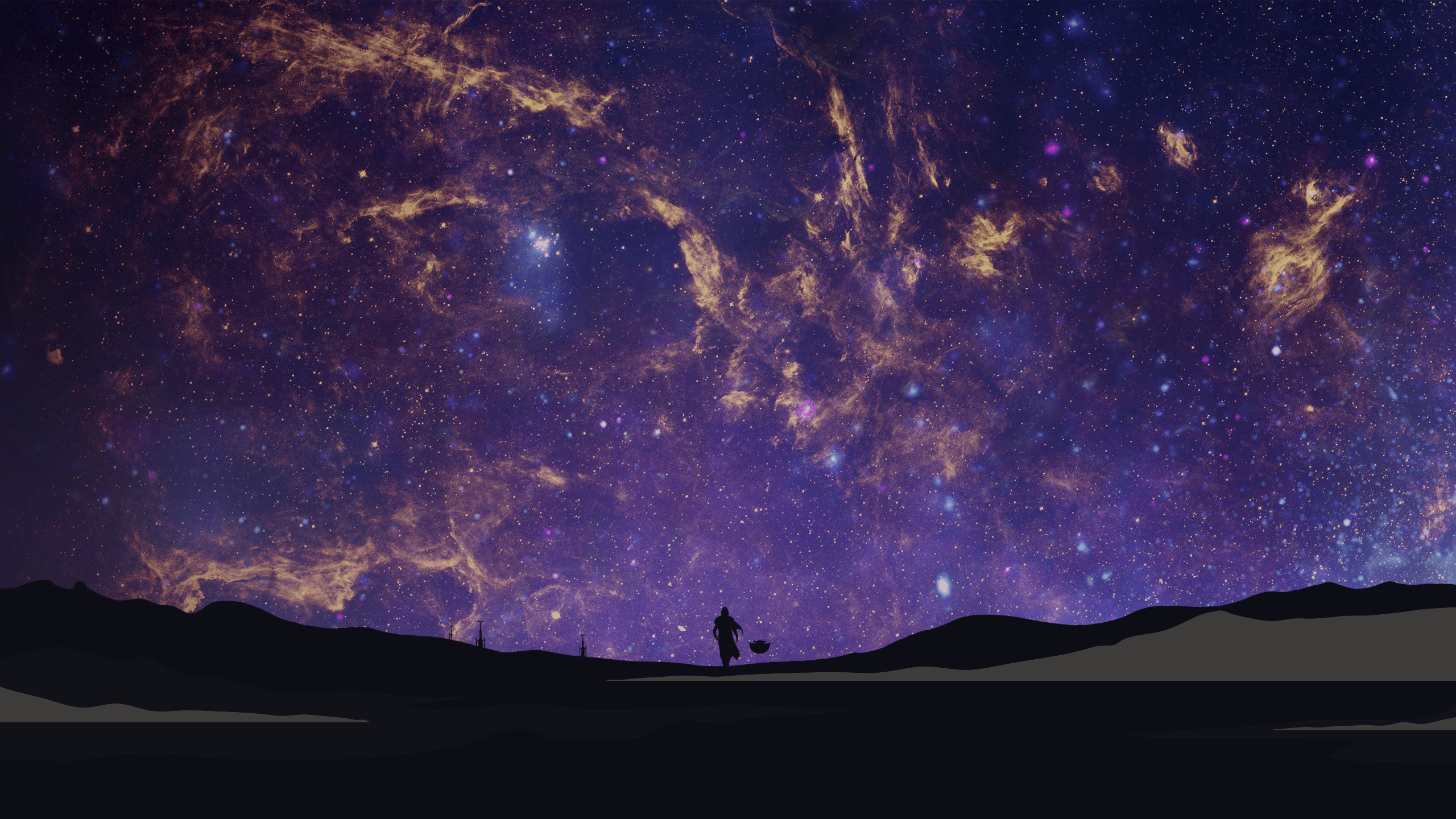 2560x1440 The Mandalorian Character Galaxy Wallpaper:2560x1440