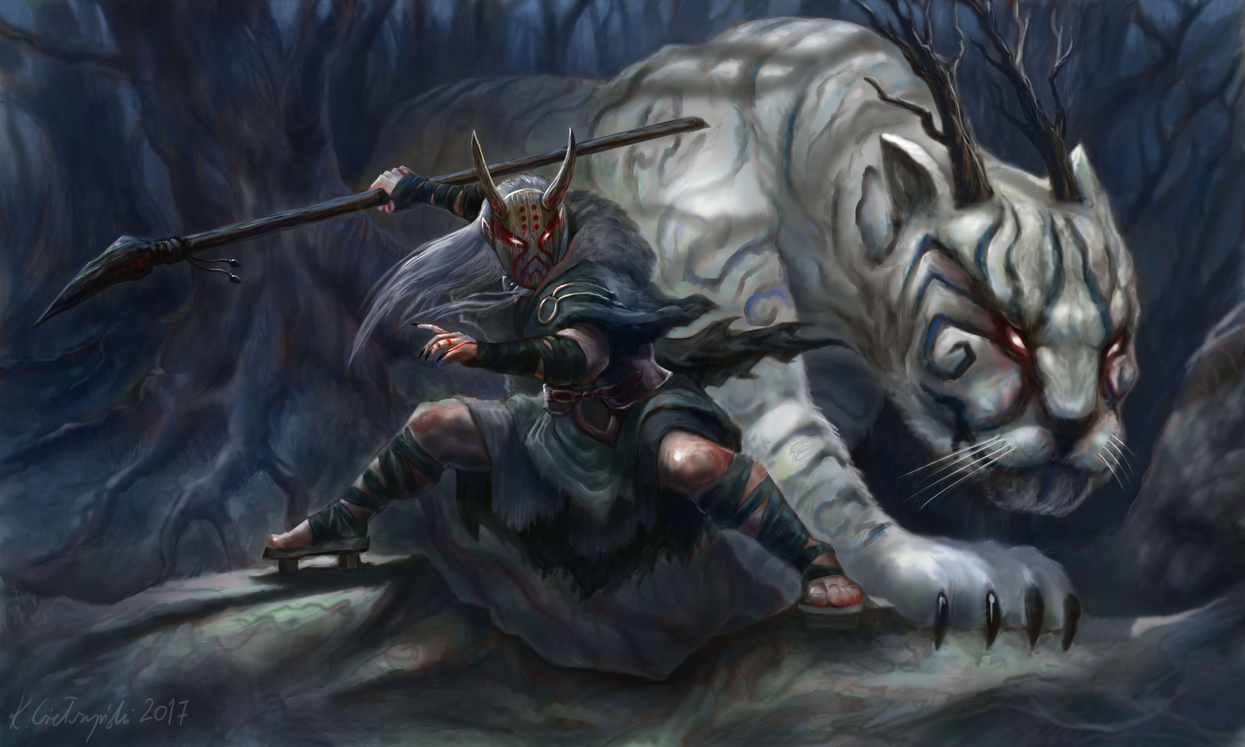 5000x3000 Tiger Warrior Wallpaper