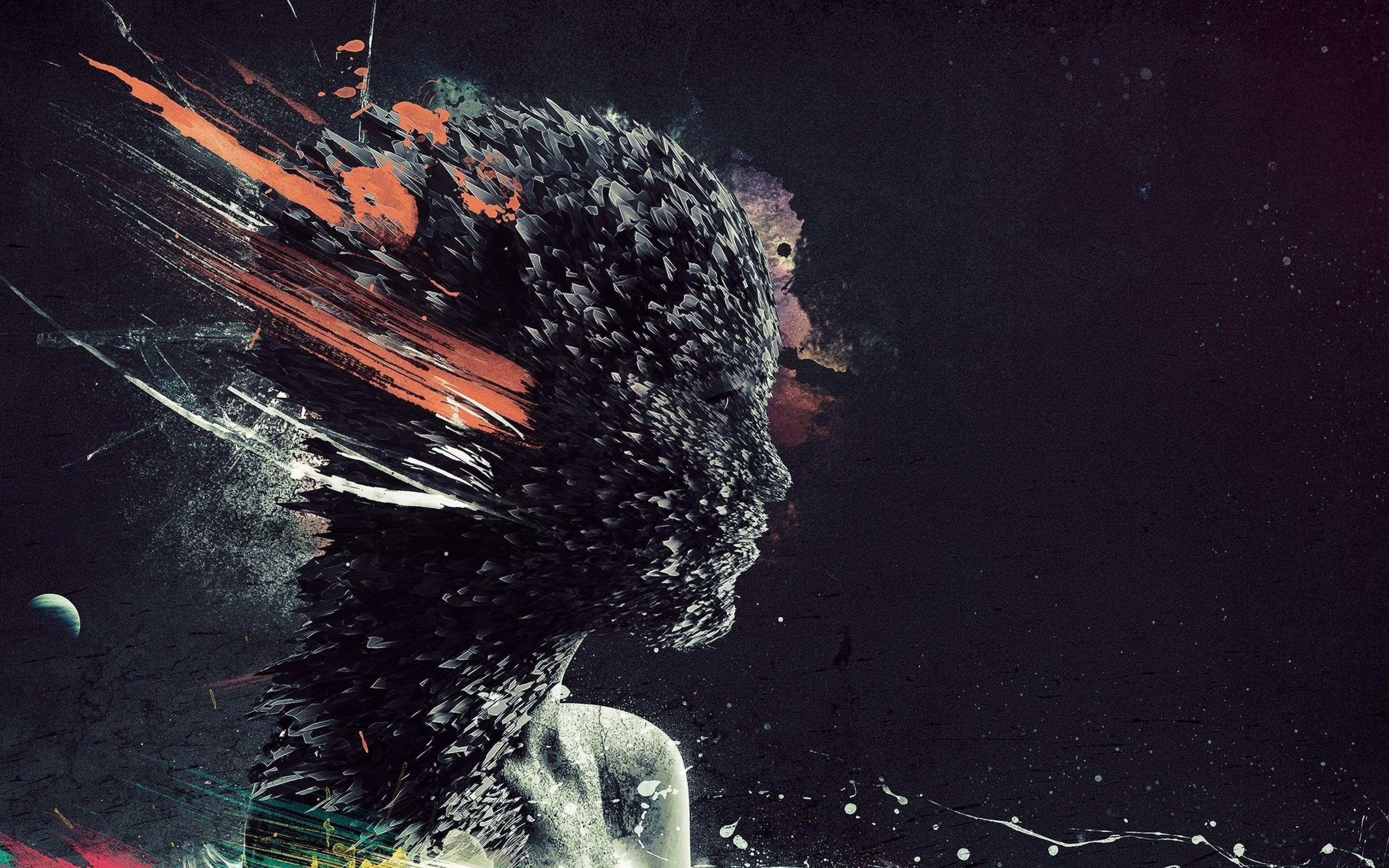3840x2400 3840x2400 women face profile adobe photohop artwork smoke abstract fantasy art digital art paint splatter grunge shapes wallpaper. Mocah HD Wallpaper