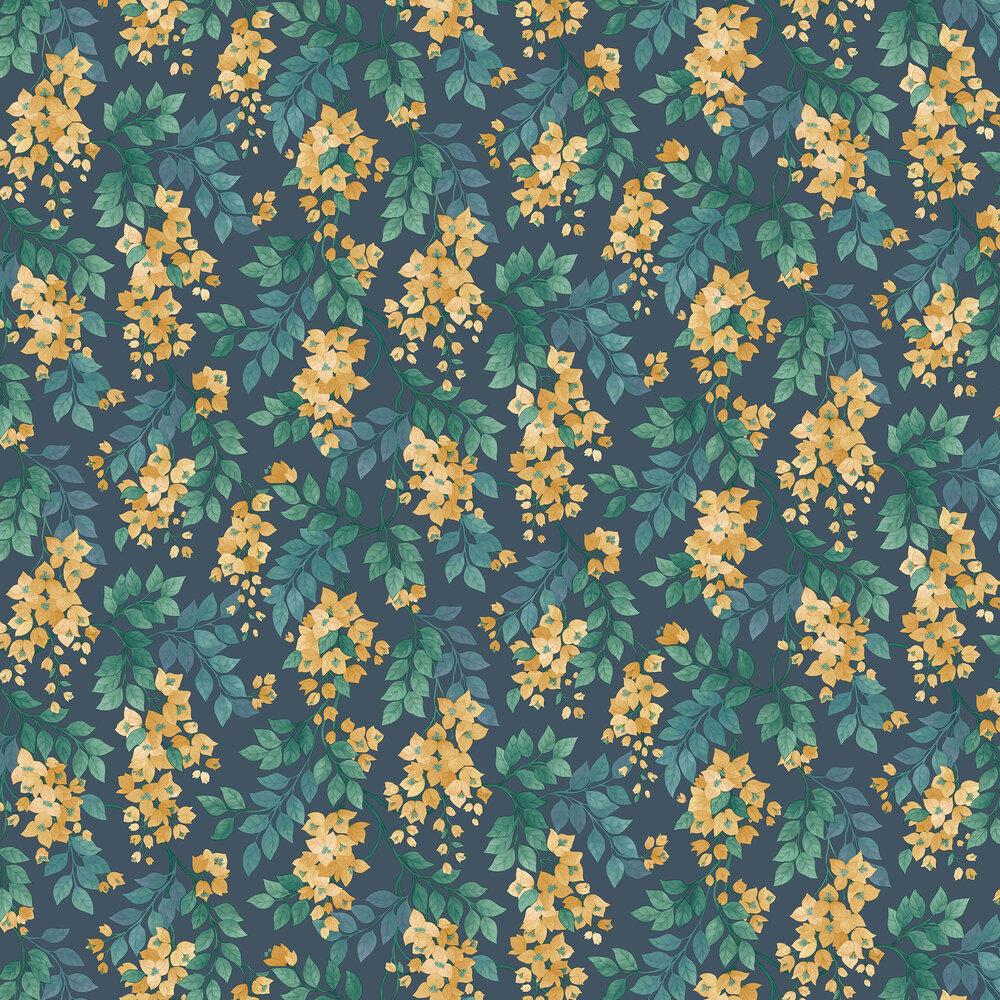 1000x1000 Bougainvillea by Cole & Son, Viridian & Petrol on Ink : Wallpaper Direct