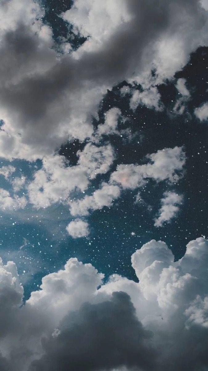 675x1199 Blue Clouds Aesthetic Wallpaper