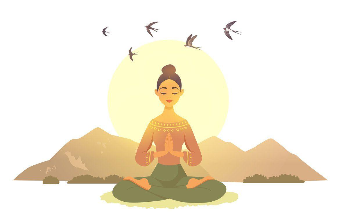 1160x772 Meditation girls. Yoga illustration, Yoga cartoon, Yoga art