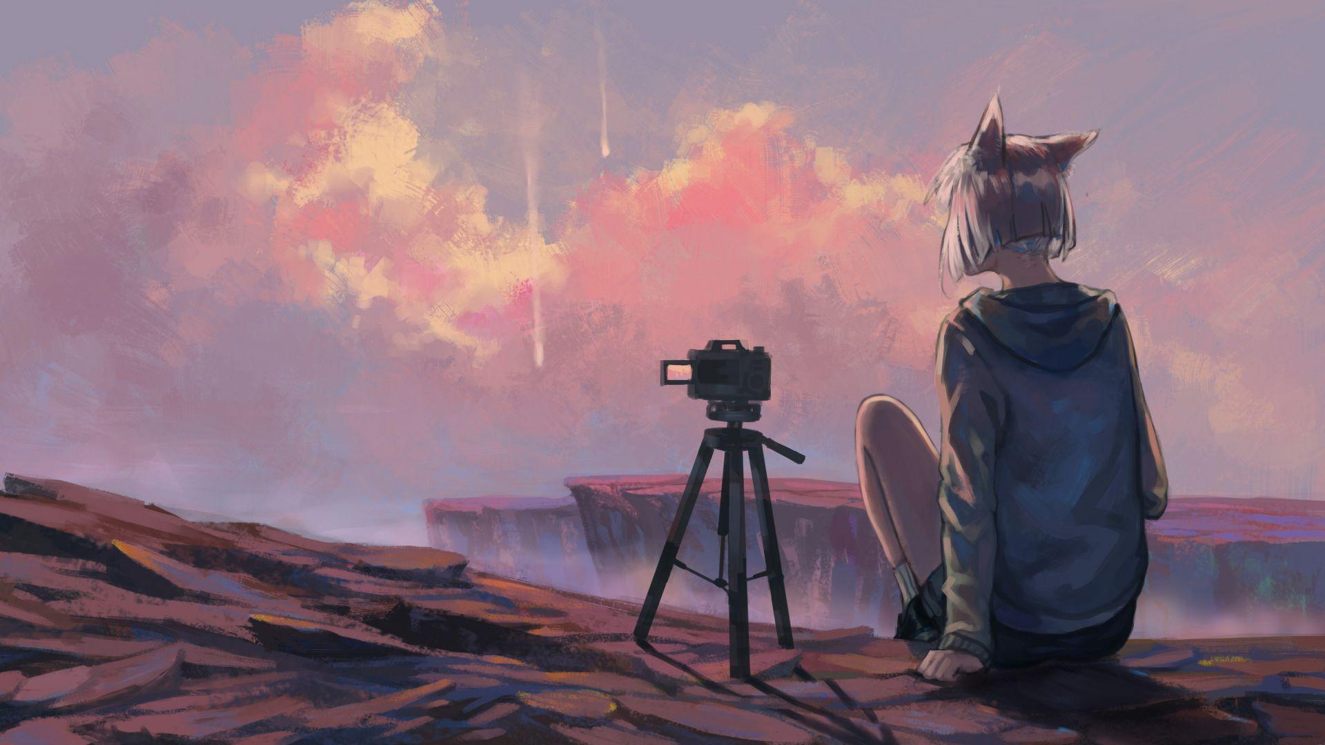 1920x1080 Wallpaper anime, girl, 4K, Art
